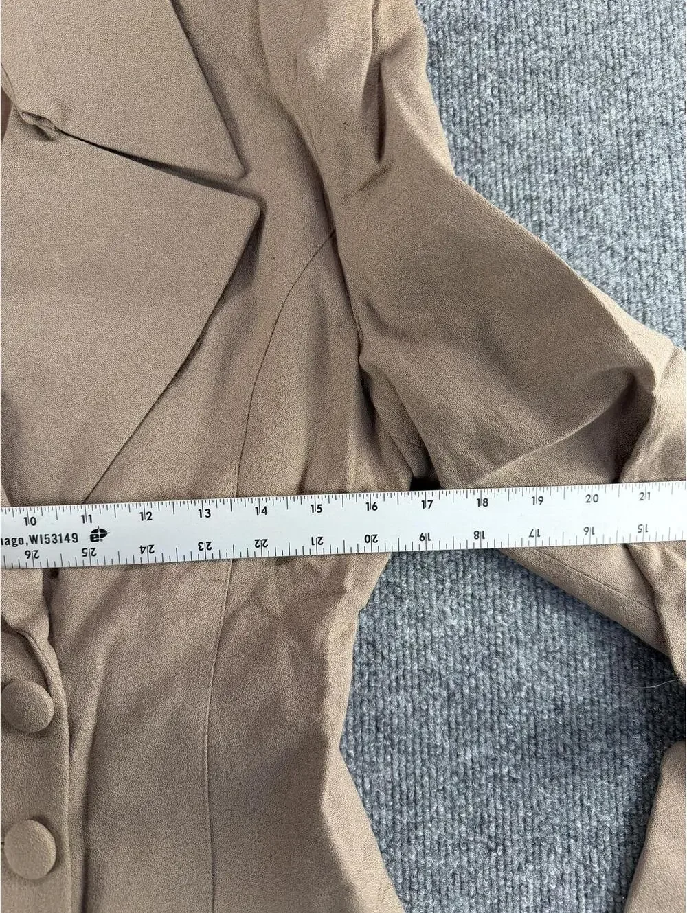 VTG Y2K Bebe Tan‎ Brown Double Breasted Blazer Jacket 8 Parka Trench Coat - Picture 6 of 7